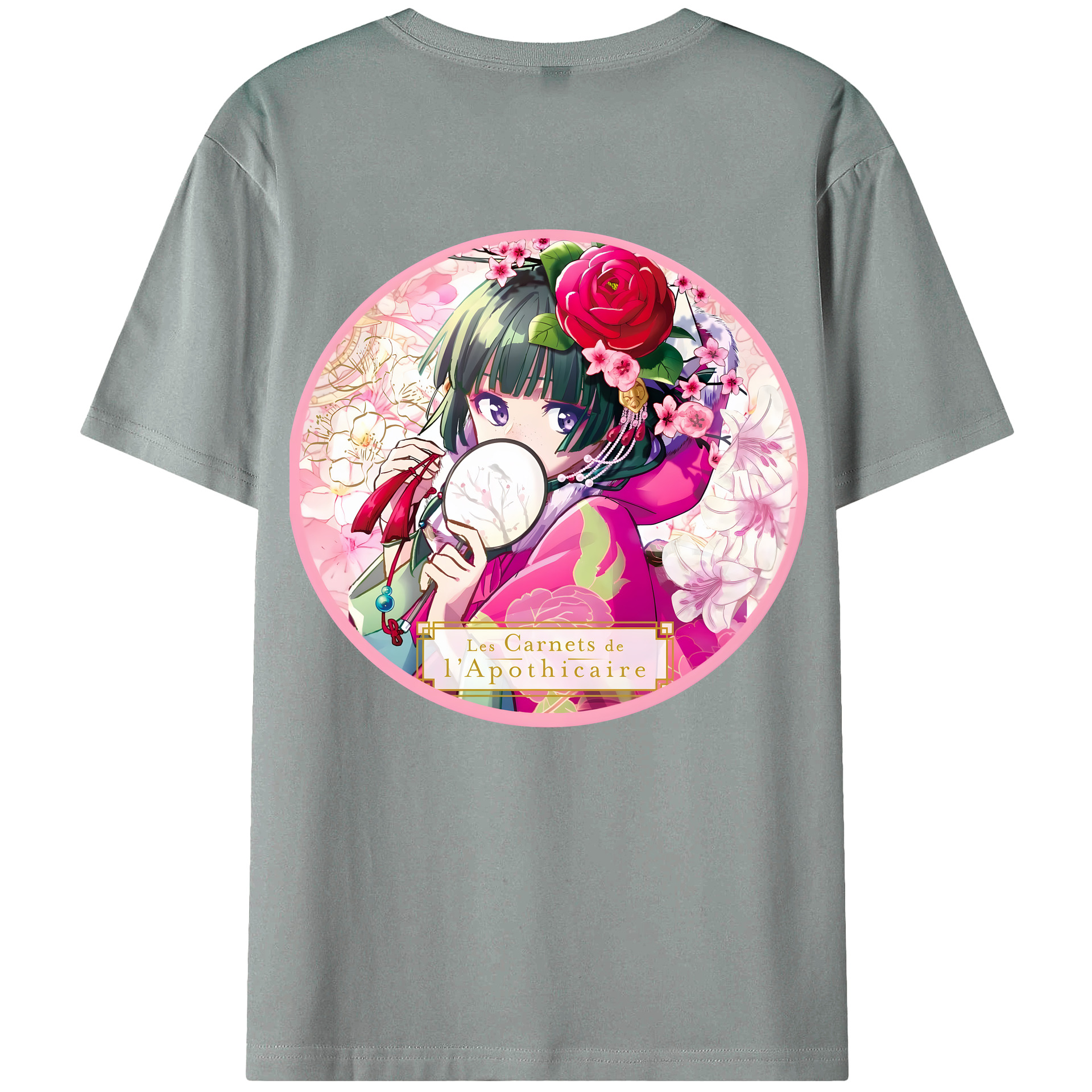 （画像用） 薬屋のひとりごと The Apothecary Diaries 綿100％ メンズ半袖Tシャツ（バックプリント） 通気性